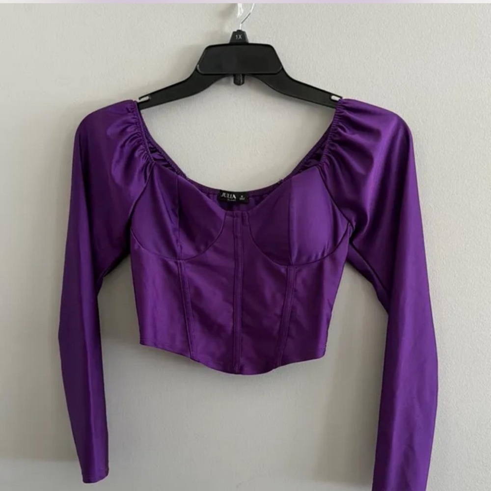 Purple Long Sleeve Corset Top
